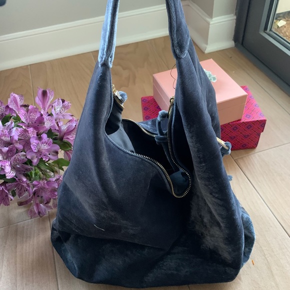 tabitha webb Handbags - Tabitha Webb Blue/Grey Velvet Bag New